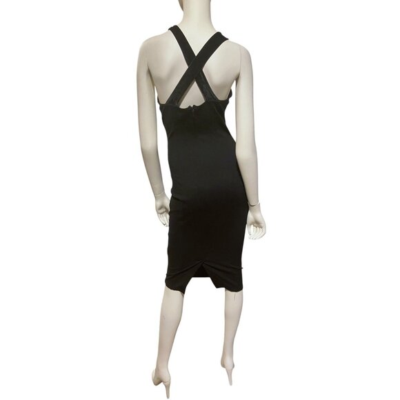 Y2K Bebe Halter Dress S Velour Bodycon Bandage Sexy Club Vamp Femme Bombshell - Picture 6 of 13